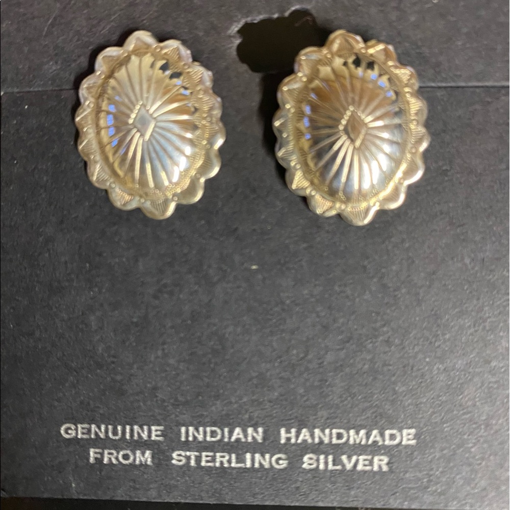 Sterling silver hand made Native American earrings.